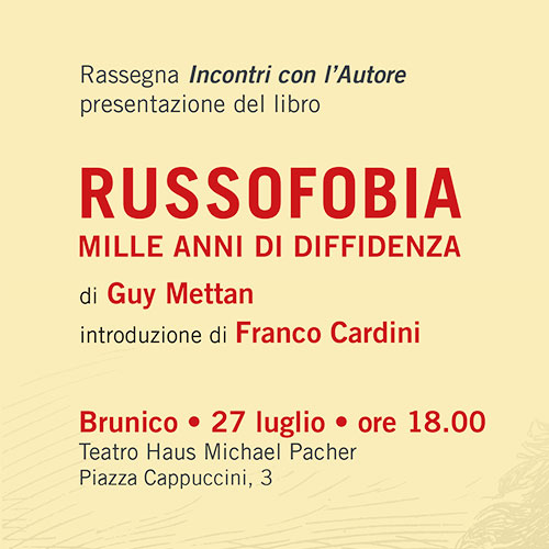 Rassegna “Incontri con l’Autore”: presentazione del libro Russofobia. Mille anni di diffidenza