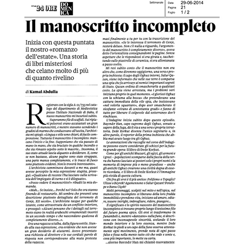 Il Manoscritto incompleto novità a puntate sul Sole 24 Ore